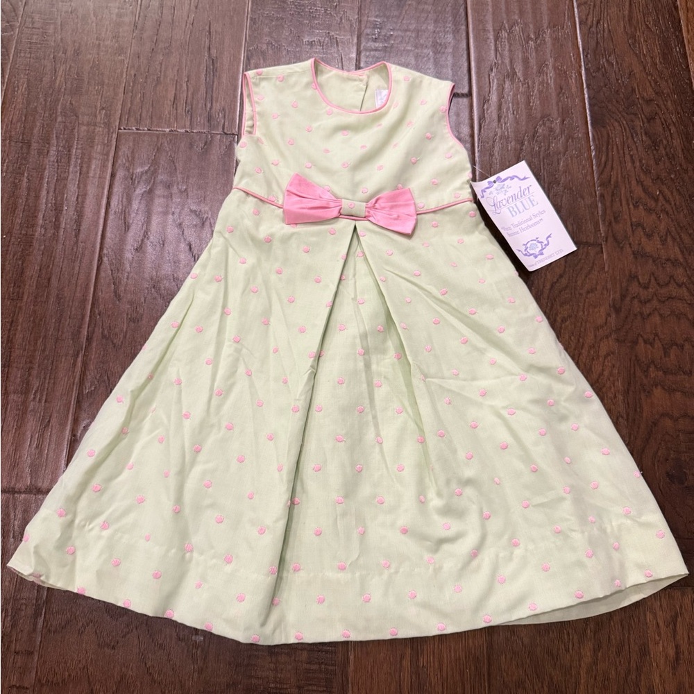 Lavender Blue Polka Dot Dress with Pink Bow 2T NWT